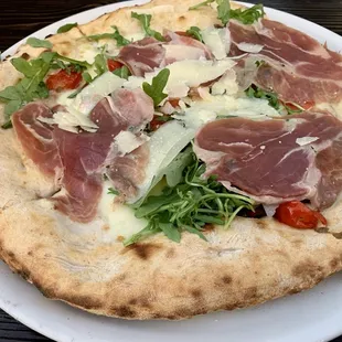 Prosciutto &amp; Arugula Neopolitan pizza, $16