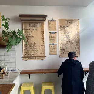 Seating area and menu