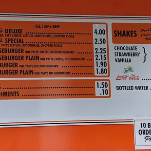 Dick&apos;s food truck menu.