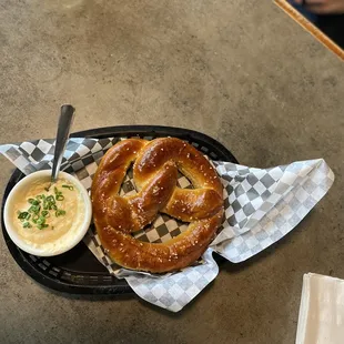 Pretzel with beer cheese