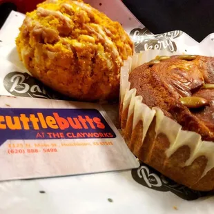 Homemade Pumpkin double stuffed cream cheese muffin and Pumpkin Spiced Scone