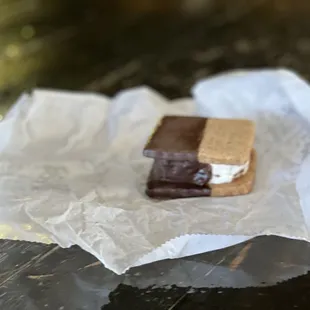 a chocolate and marshmallow sandwich