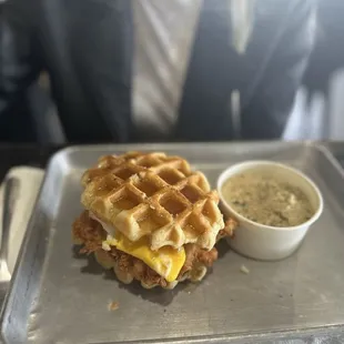 chicken and waffle sandwich
