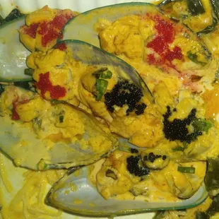 a plate of seafood