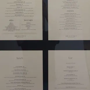 Menu sheets near the elevator