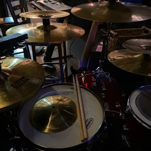 a drum set up
