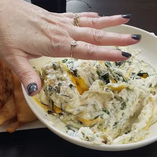 Ginormous crab and spinach dip.