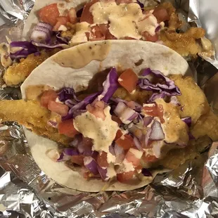 Look at the size of the flounder filets in the fish tacos!  And can we talk about their Soul Aioli &amp; Pico de Gallo!