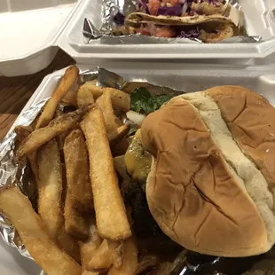 Nice charbroiled cheese burger and the best thick-cut fries I&apos;ve ever put in my mouth!