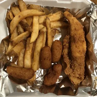 The fried flounder basket was disappointing, because it only included one small filet.