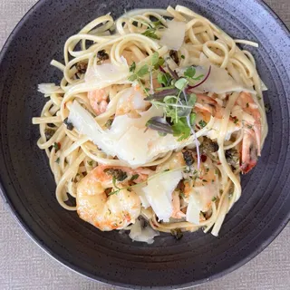 Shrimp Scampi over Linguine