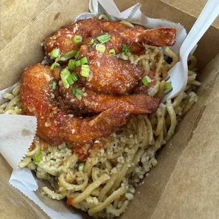 Garlic Noodles with Fried Shrimp