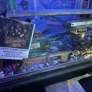 Board Game Night on Mondays. Bring your own or borrow theirs.