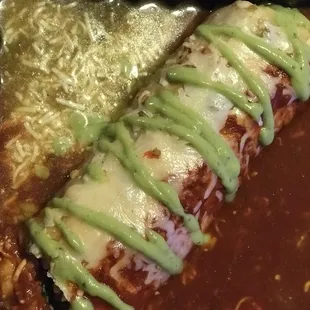 Carne Asada wet burrito Red &amp; Green sauce
