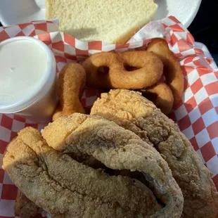 whiting sandwich and hush puppies