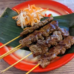 Skewers of beef