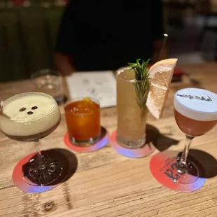 Banana Cream Martini, Dirty "Cha Yen", Sparkling Paloma, Pink Coconut Punch