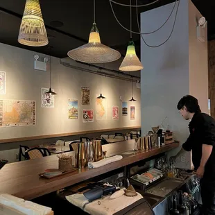 interior, sushi and sashimi