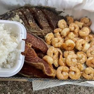 This fed two people, fried fish.