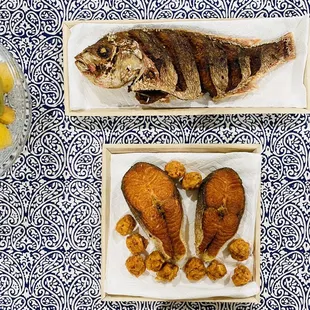 Red Snapper Salmon Steaks Seafood Balls