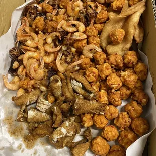 2 lbs medium shrimp, 2 lbs baby octopus, 4 lbs lobster balls, 2 lbs swai fish, &amp; 2 lbs catfish nuggets
