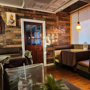 Inside restaurant with a private room.