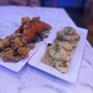 Lobster bites and shrimp bread