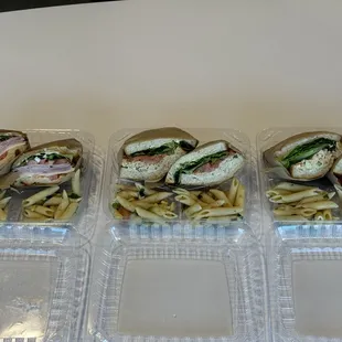 The two sandwiches on the right (Bagnat and chicken salad) came with a different bread that they had on the menu and it didn't match at all.