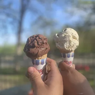 two ice cream cones