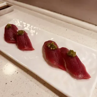 Tuna topped with pickled wasabi