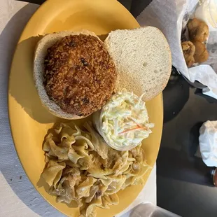 Crab Po-Boy with coleslaw &amp; Haluski