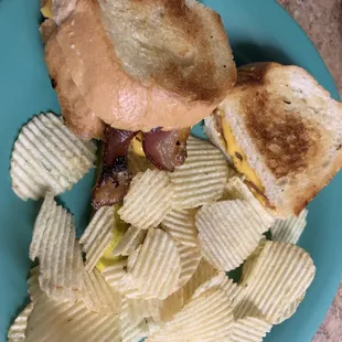 Patio bar with grill cheese and bacon so good