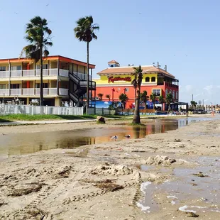 Restaurant and outside bar next door, beach is tore up right now with all the rain and erosion from the waves