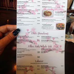 the menu for the restaurant