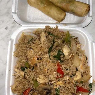 Basil Fried Rice &amp; Pork Egg Rolls