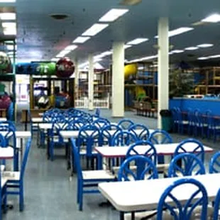 Panorama of the back of the building with our food galley seating area