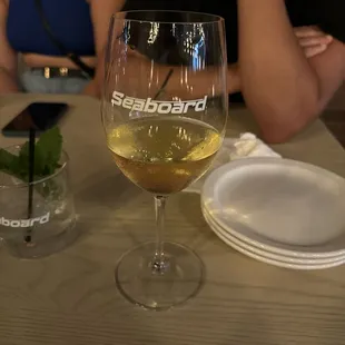 Charlotte Maid (empty) and "house" Chardonnay