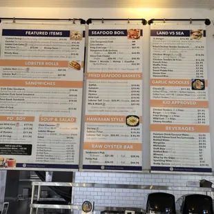 sushi and sashimi, menu