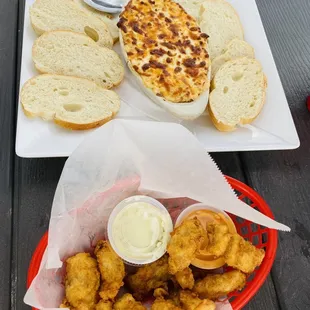 Crab Dip and Fried Shrimp