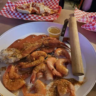 Crab legs and shrimp
