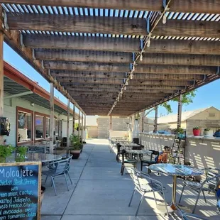 the outside seating area