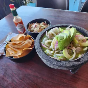 aguachiles verde and slaw