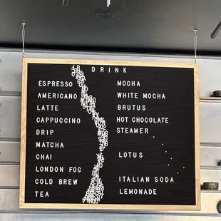 Drink menu