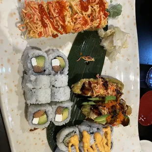 Philadelphia Roll, Spicy Salmon Roll, Volcano Roll