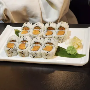 a plate of sushi on a table