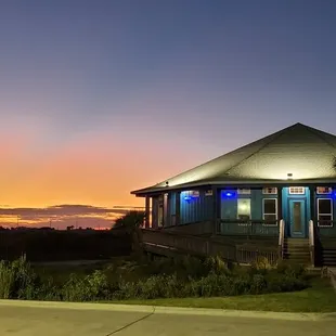 a restaurant at dusk