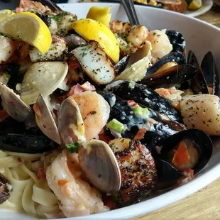 "The works." $60, supposed to be for 2; split it 3 ways + pay a couple bucks for person #3's unlimited salad bar!