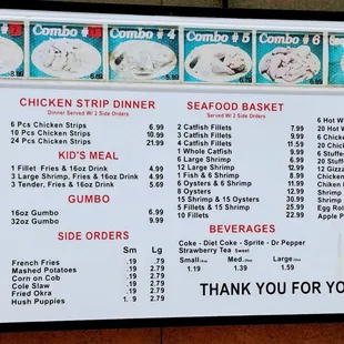 the menu for the restaurant