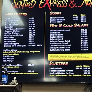 menu and prices