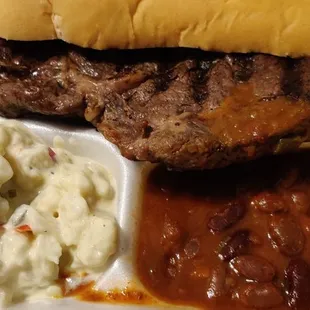 Ribeye steak sandwich meal